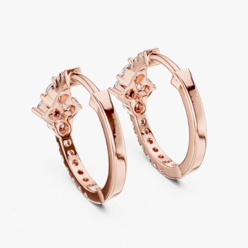 Rose Gold Floral Hoop Earrings