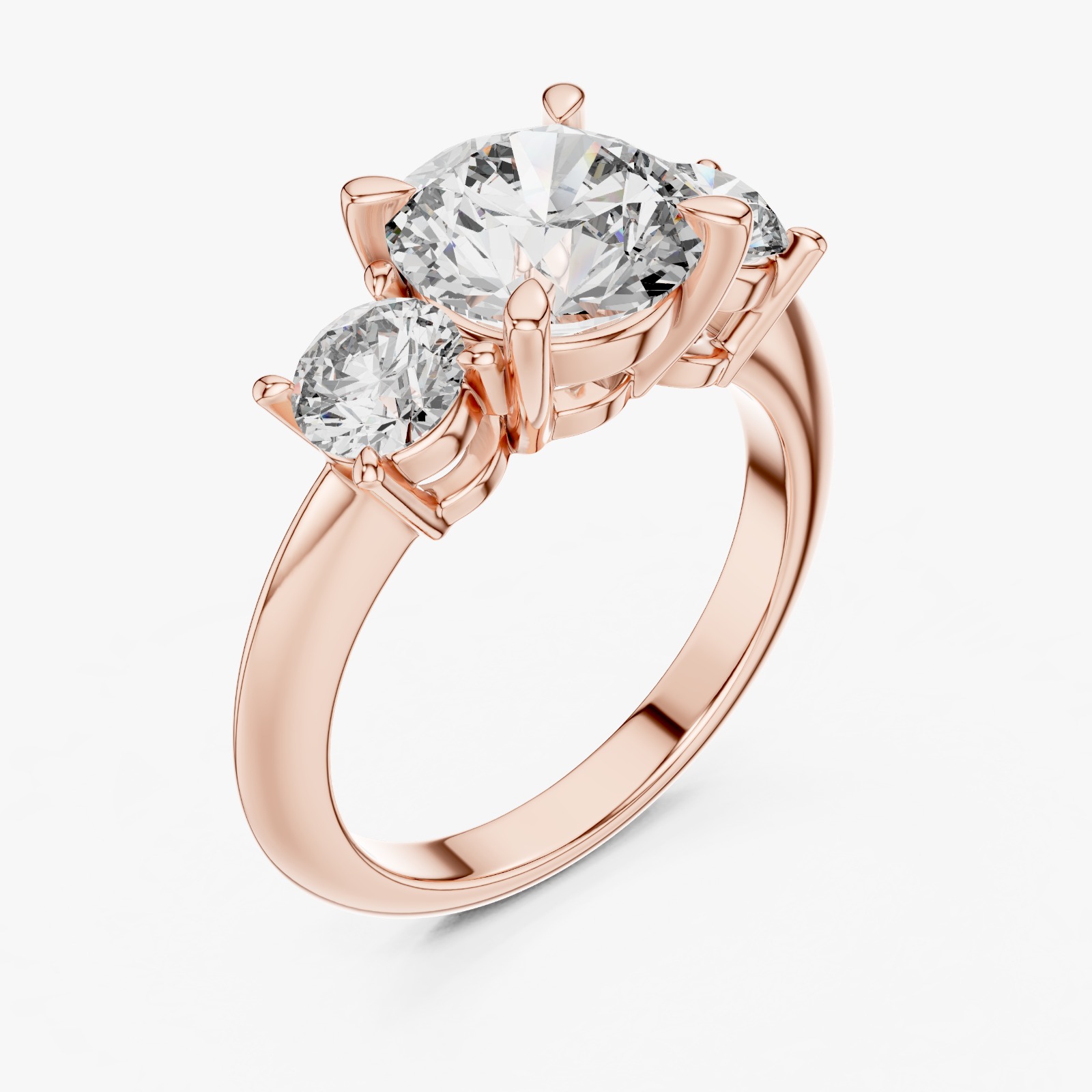 three-stone diamond engagement ring