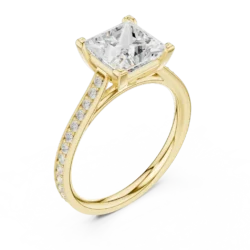Princess Cut Solitaire Ring with Side Diamonds