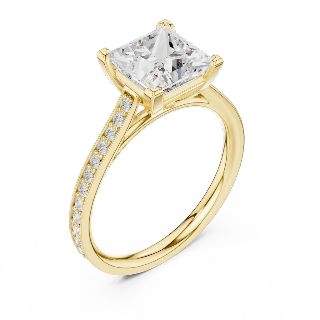 Princess Cut Solitaire Ring with Side Diamonds