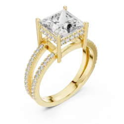 Princess Cut Diamond Ring with Twisted Shank