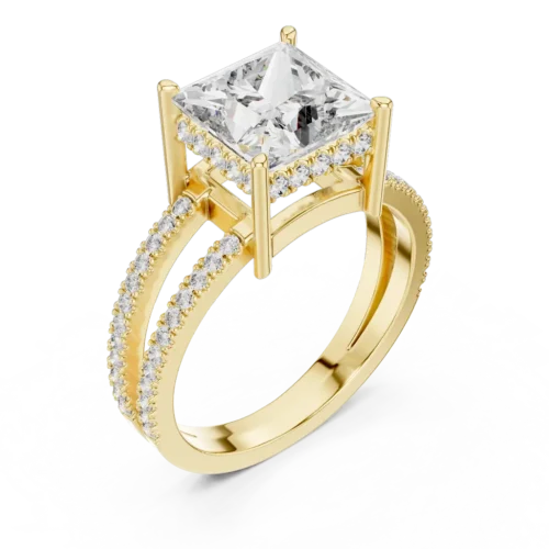 Princess Cut Diamond Ring with Twisted Shank