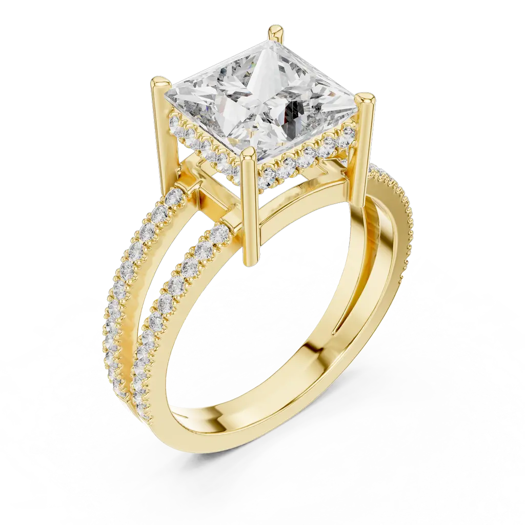 1384@Y-#viwe2_result Princess Cut Diamond Ring with Twisted Shank