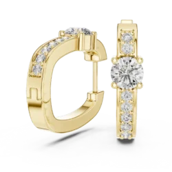 Elegant Round Diamond Hoops in Gold