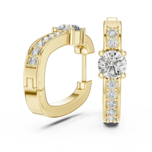 Elegant Round Diamond Hoops in Gold