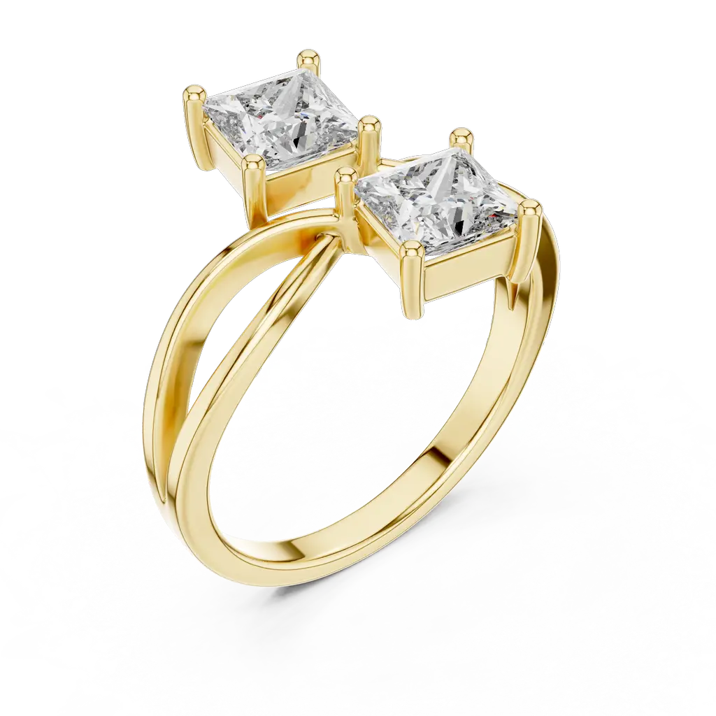 Princess-Cut Twin Diamond Ring