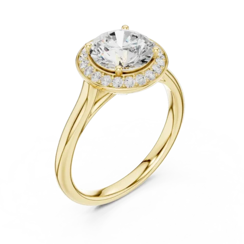 Halo Diamond Ring with Round Blue Center Stone