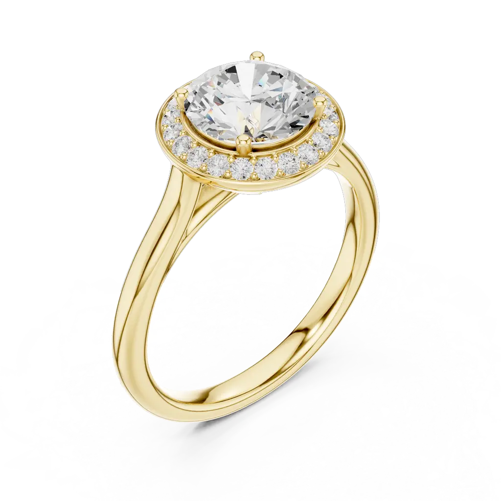 46@Y-#viwe2_result Halo Diamond Ring with Round Blue Center Stone
