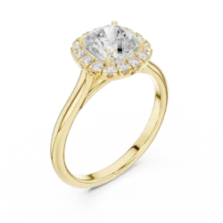 Cushion-Cut Diamond Ring with U-Cut Accents