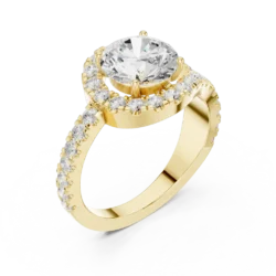 Double Shank Halo Ring with Center Solitaire