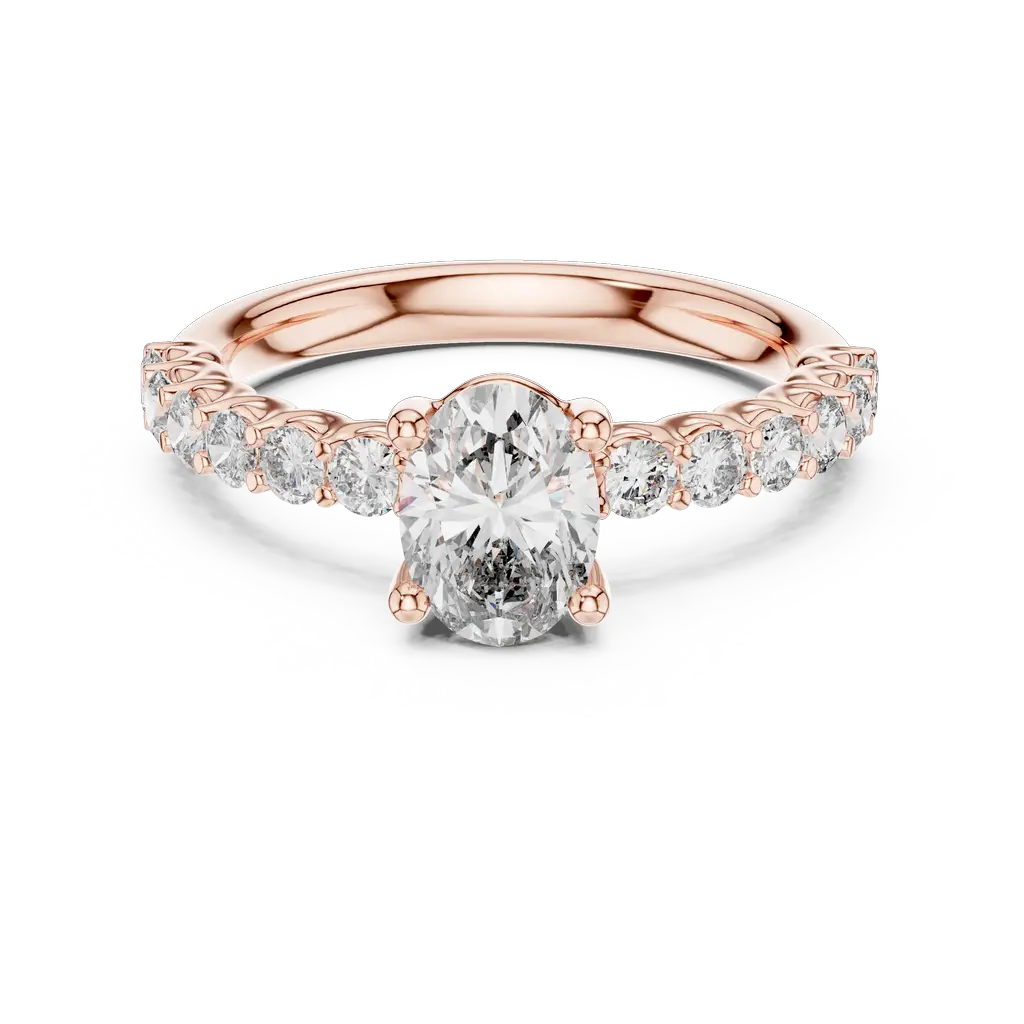 Oval-Center Diamond Ring with Round Accents
