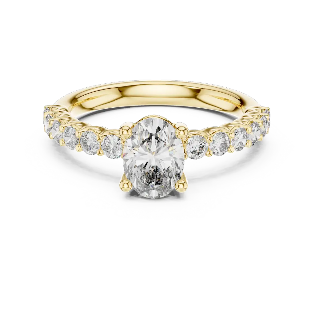 Oval-Center Diamond Ring with Round Accents
