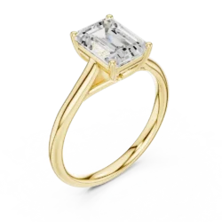 Emerald Cut Solitaire Ring with Sleek Collet Setting