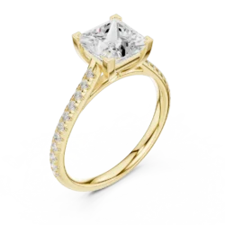 Princess Cut Solitaire Ring with Side Diamonds