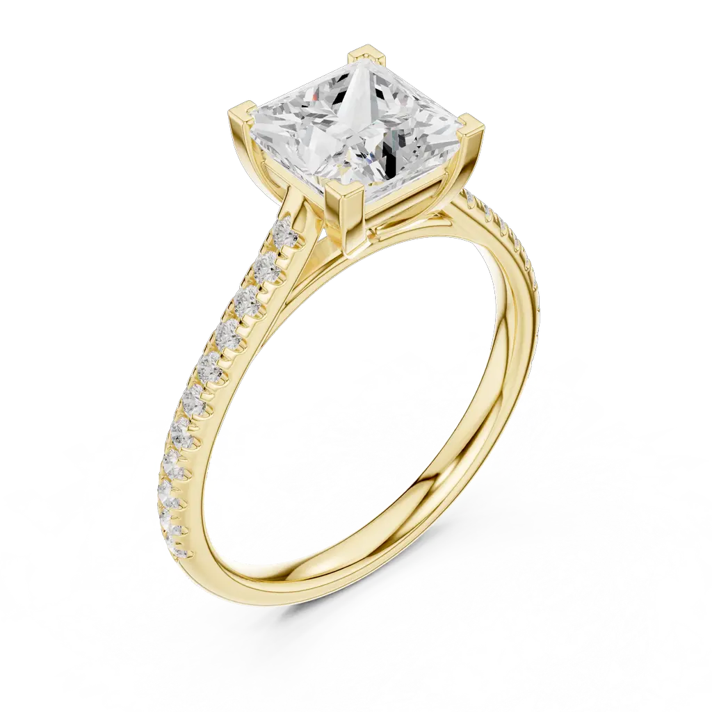Princess Cut Solitaire Ring with Side Diamonds