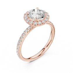 Round Halo Diamond Ring with Classic Band