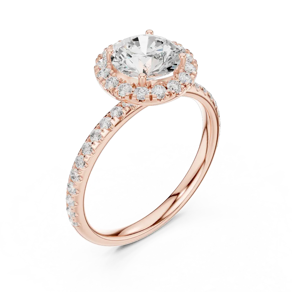 71@R-#viwe2_result Round Halo Diamond Ring with Classic Band