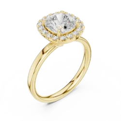 Cushion Cut Halo Ring with Round Diamonds