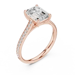 Emerald Cut Solitaire Ring with Side Diamond Accents