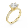 Round Solitaire Ring with Accented Diamond Band