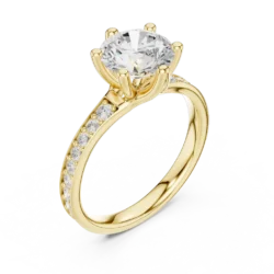 Round Solitaire Ring with Accented Diamond Band
