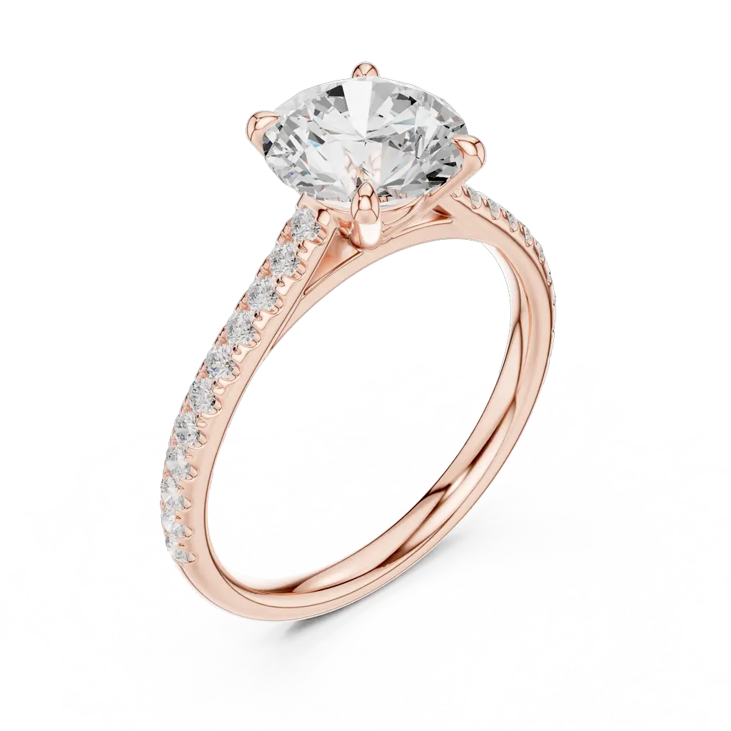 79@R-#viwe2_result Round Solitaire Ring with Pavé Diamond