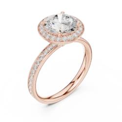 Halo Round Diamond Ring with Pave Band