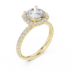 Cushion Halo Diamond Ring with U-Cut Setting