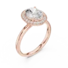 Oval Diamond Halo Ring with Pave