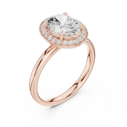 Oval Diamond Halo Ring with Pave