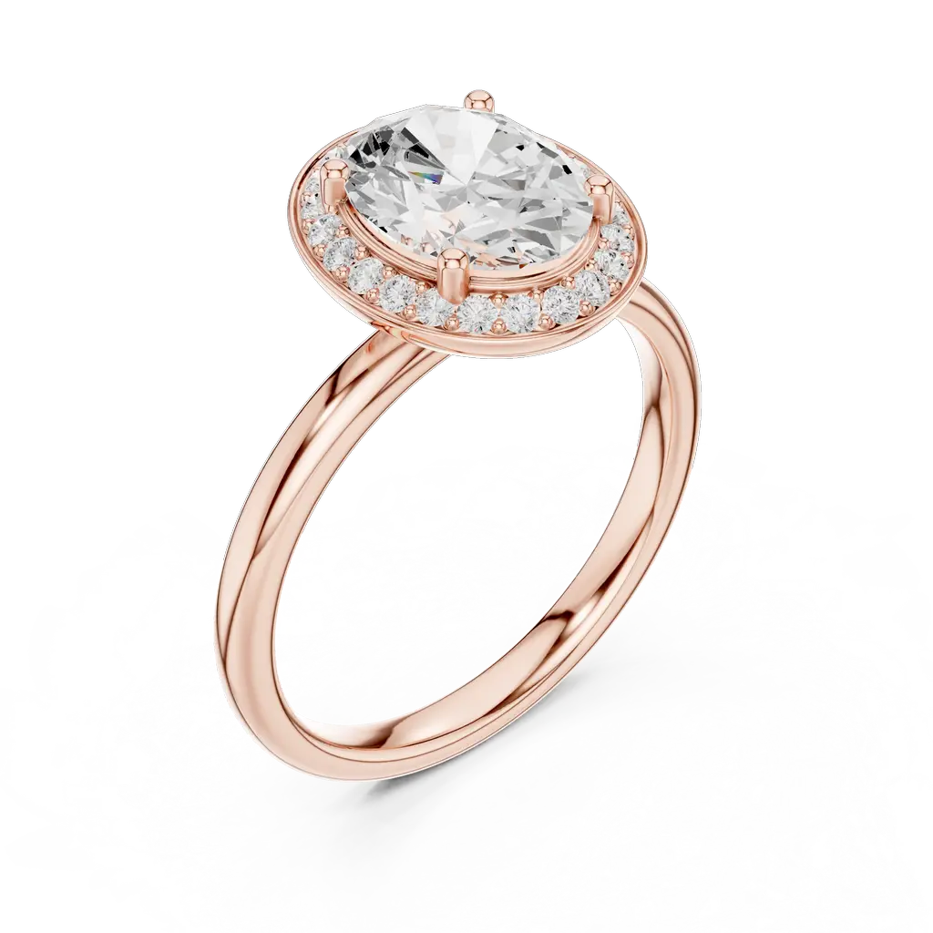 Oval Diamond Halo Ring with Pave