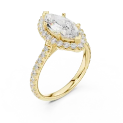 Marquise Diamond Halo Ring with U-Cut