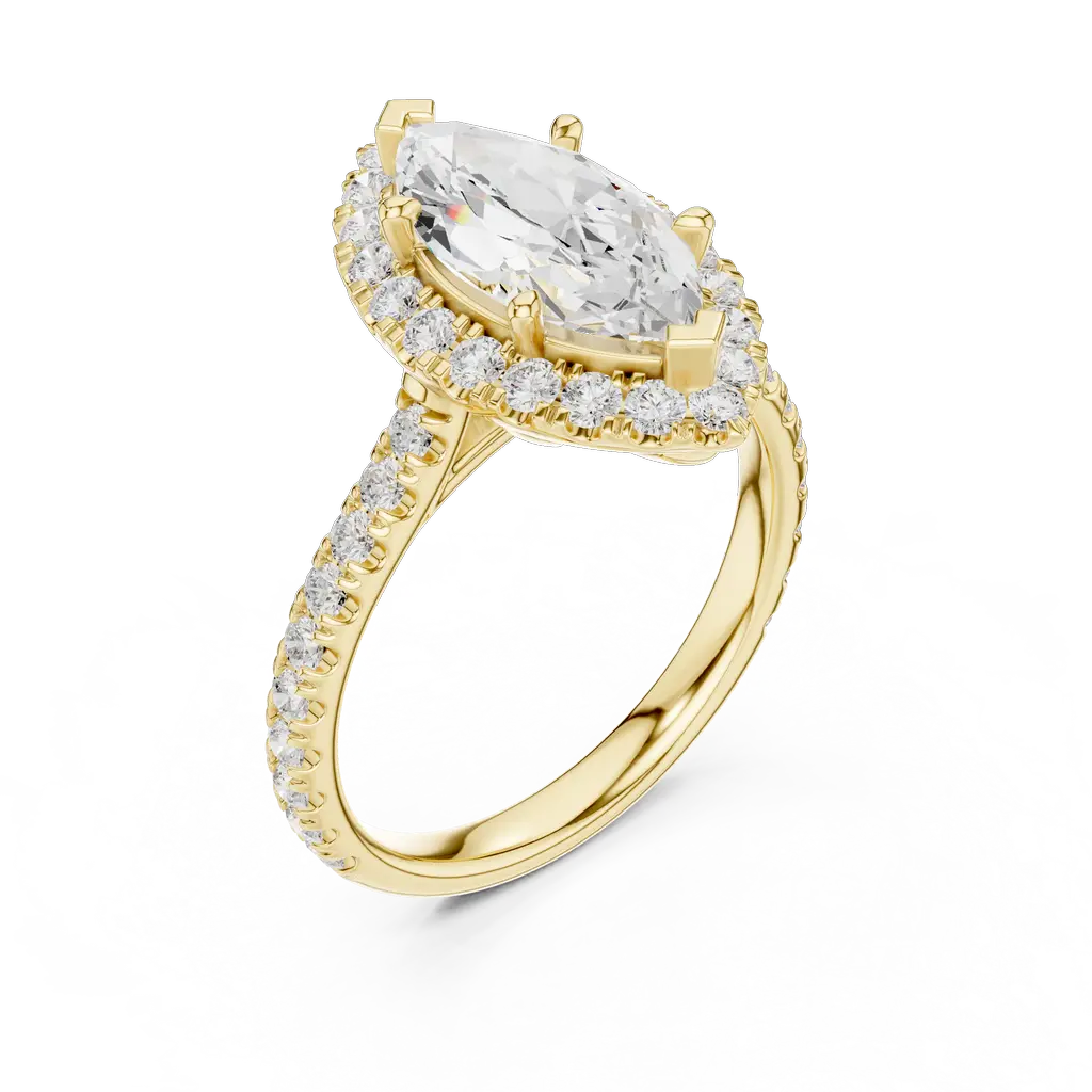 Marquise Diamond Halo Ring with U-Cut