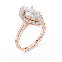 Marquise Center Ring with Round U-Cut Diamonds