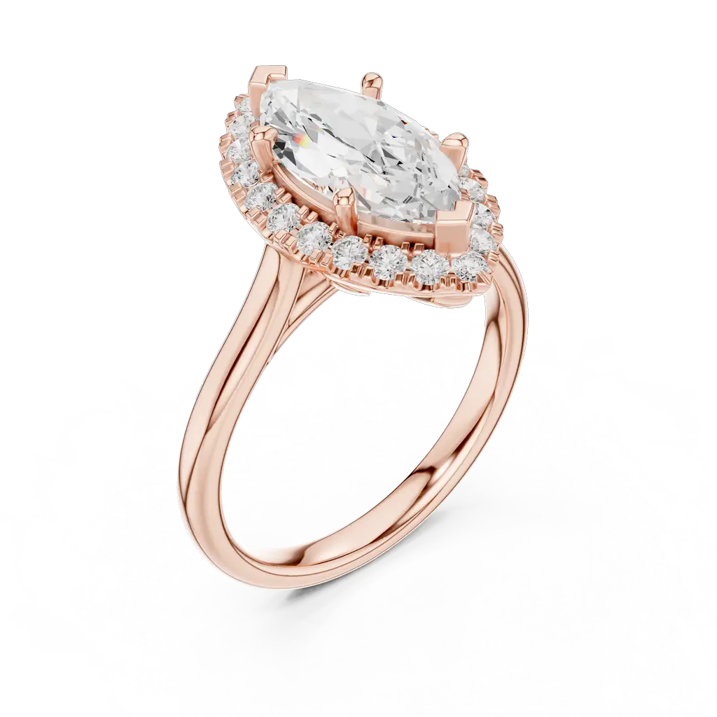 Marquise Center Ring with Round U-Cut Diamonds