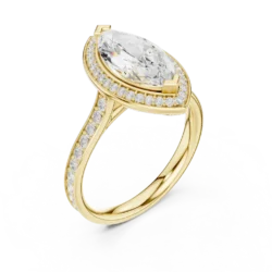 Marquise Halo Diamond Ring with Elegant Side Accents