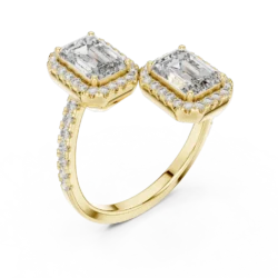 Double Emerald Halo Diamond Ring
