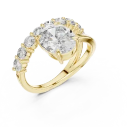 Oval Diamond Ring with Side Round Diamonds