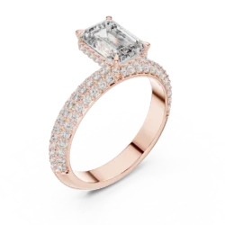 Emerald Cut Diamond Ring with Micro-Pavé Band