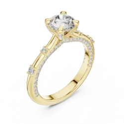 Round Center Diamond Ring with Side Accents