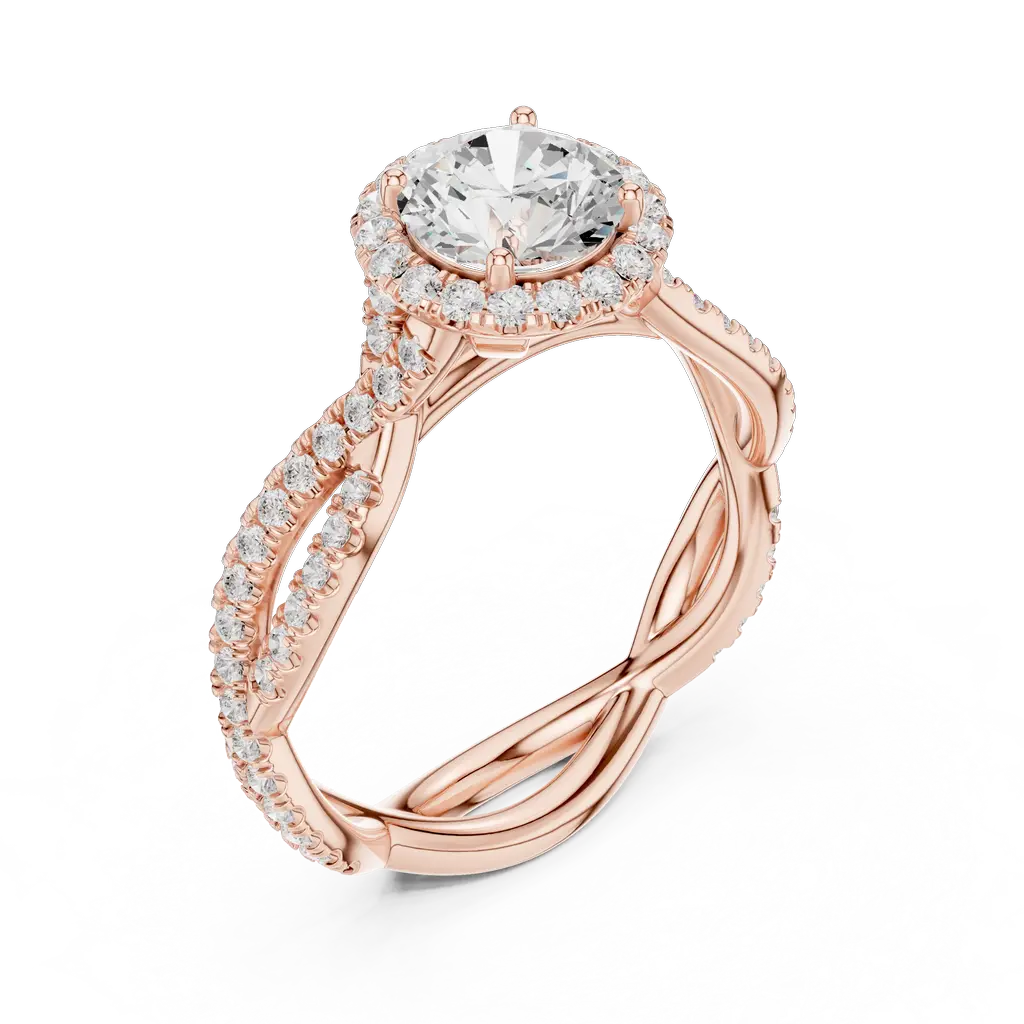 91@R-#viwe2_result Twisted Band Diamond Ring with Round Center Stone