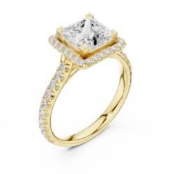 Princess-Cut Center Diamond Ring with Round Accent Stones
