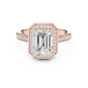 Emerald-Cut Center Diamond Ring with Pave-Set