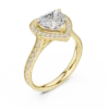 Heart-Shaped Center Diamond Ring with Triple Row Accents