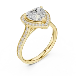 Heart-Shaped Center Diamond Ring with Triple Row Accents
