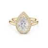 Pear-Shaped Center Diamond Ring with Halo Accent