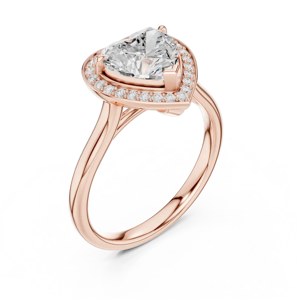 Heart-Shaped Diamond Ring with Halo Setting