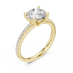 Round Solitaire Diamond Ring with Accented Band