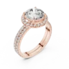Halo Diamond Ring with Bold Center Stone and Round Accents