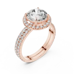 Halo Diamond Ring with Bold Center Stone and Round Accents